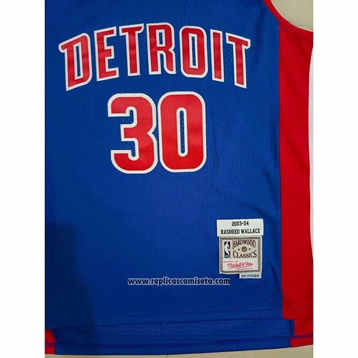Camiseta Detroit Pistons Rasheed Wallace #30 Mitchell & Ness 2003-04 Azul